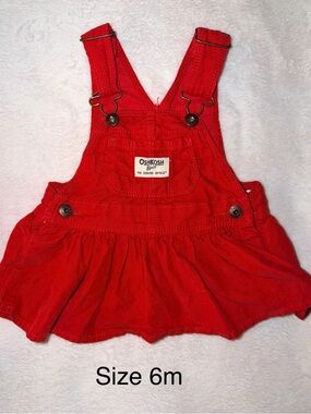 OshKosh B'gosh Bright Red Corduroy Overall Dress